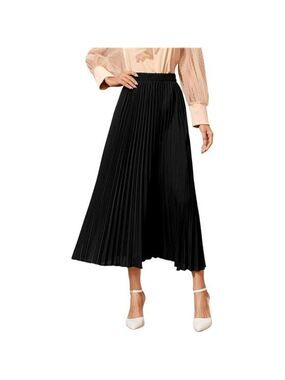Womens Pleated Long Skirt High Waist Solid Maxi Skirt Casual Flowy Work Skirt